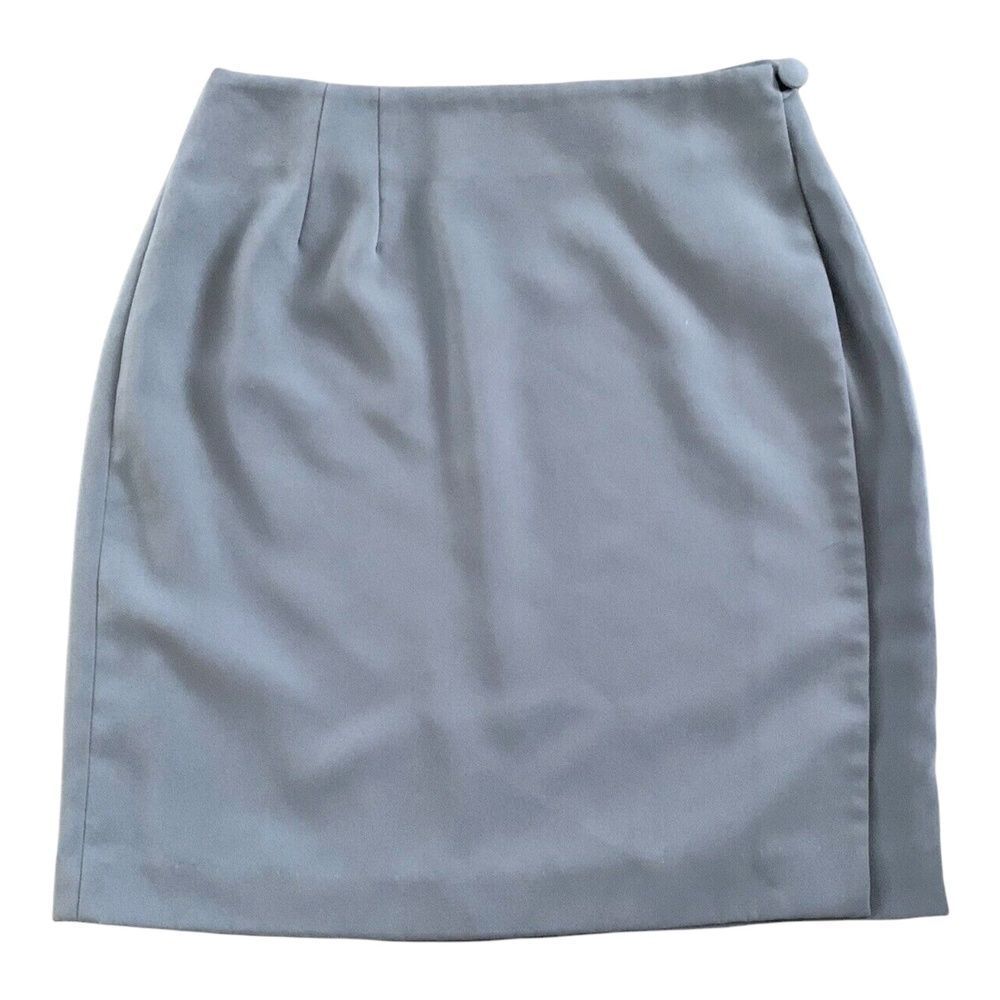 Geoffrey Beene Sport Womens Wrap Skirt Mini Gray Solid Mid Rise Button Pencil 10